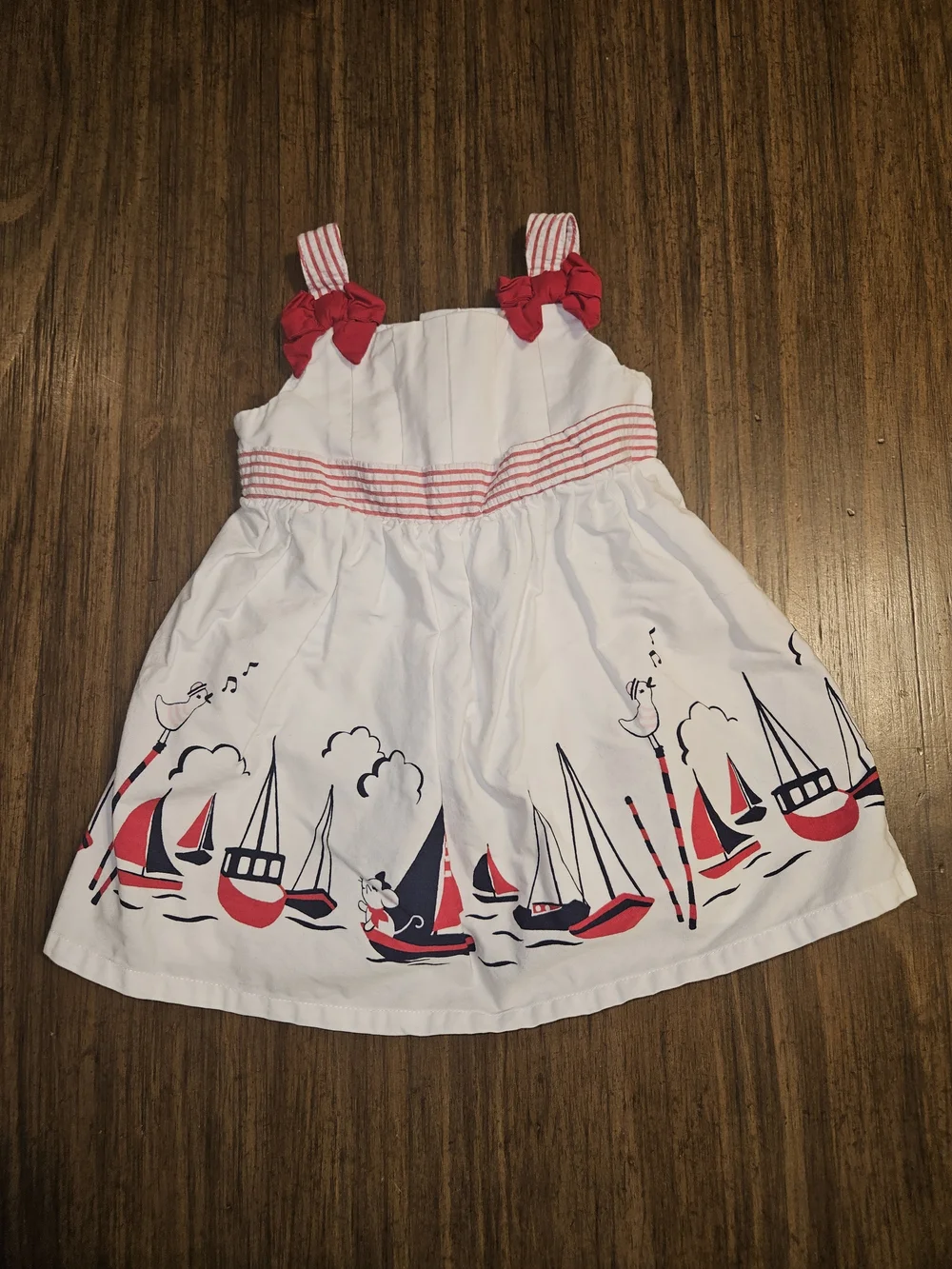 Gymboree White Red and Navy Sailboat Print Sundress